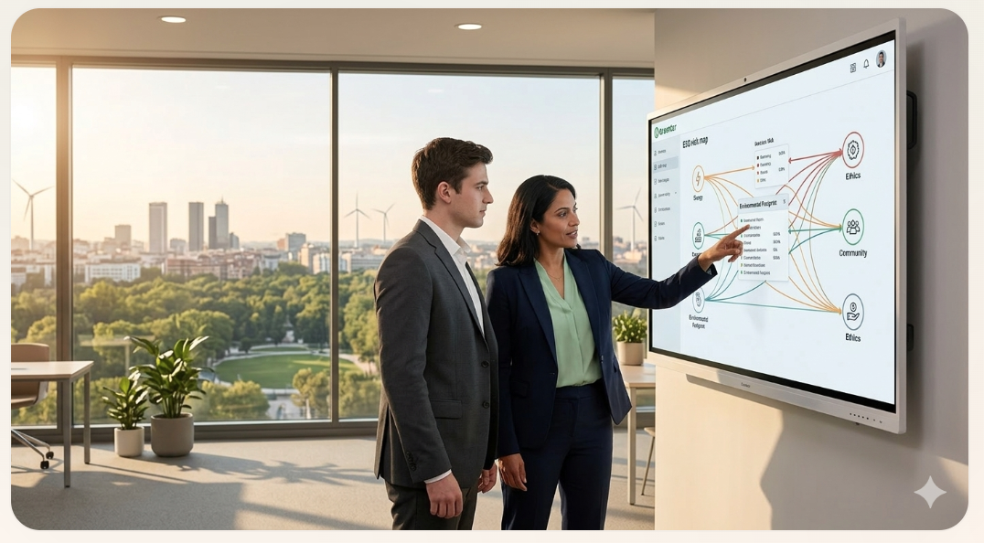 Executives reviewing the ESG risk map